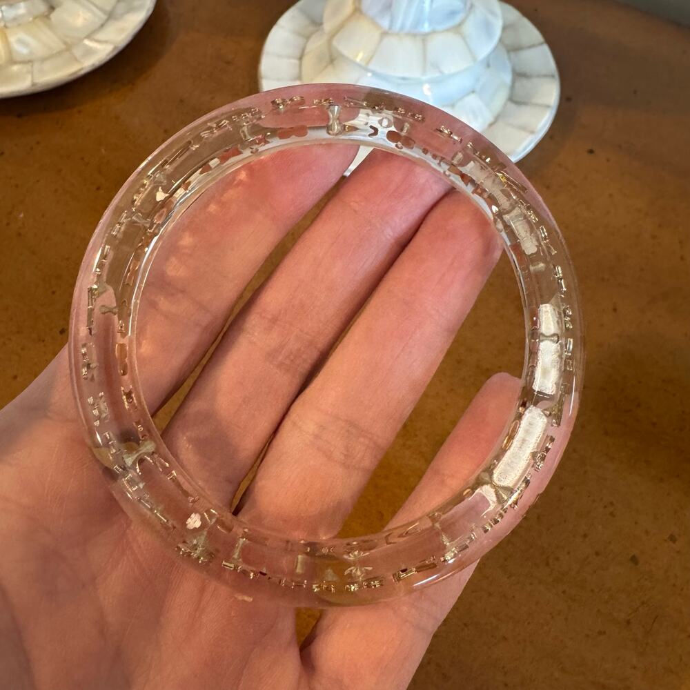 Louis Vuitton Vintage Clear Inclusion Monogram Resin Bangle Bracelet - Picture 5 of 6